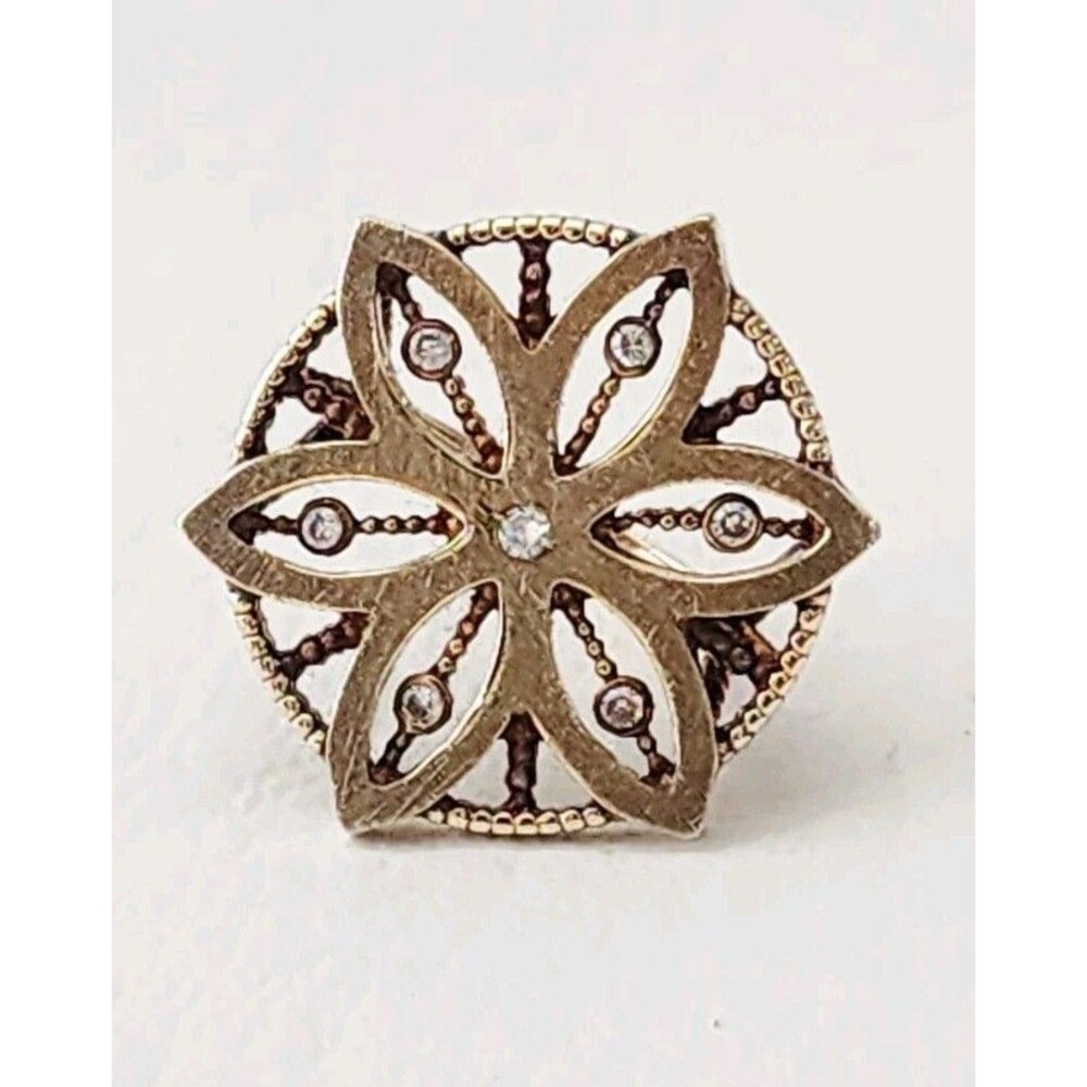 925 Gdt Vermeil Flower Star Ring with CZ Turkey size 6.25
